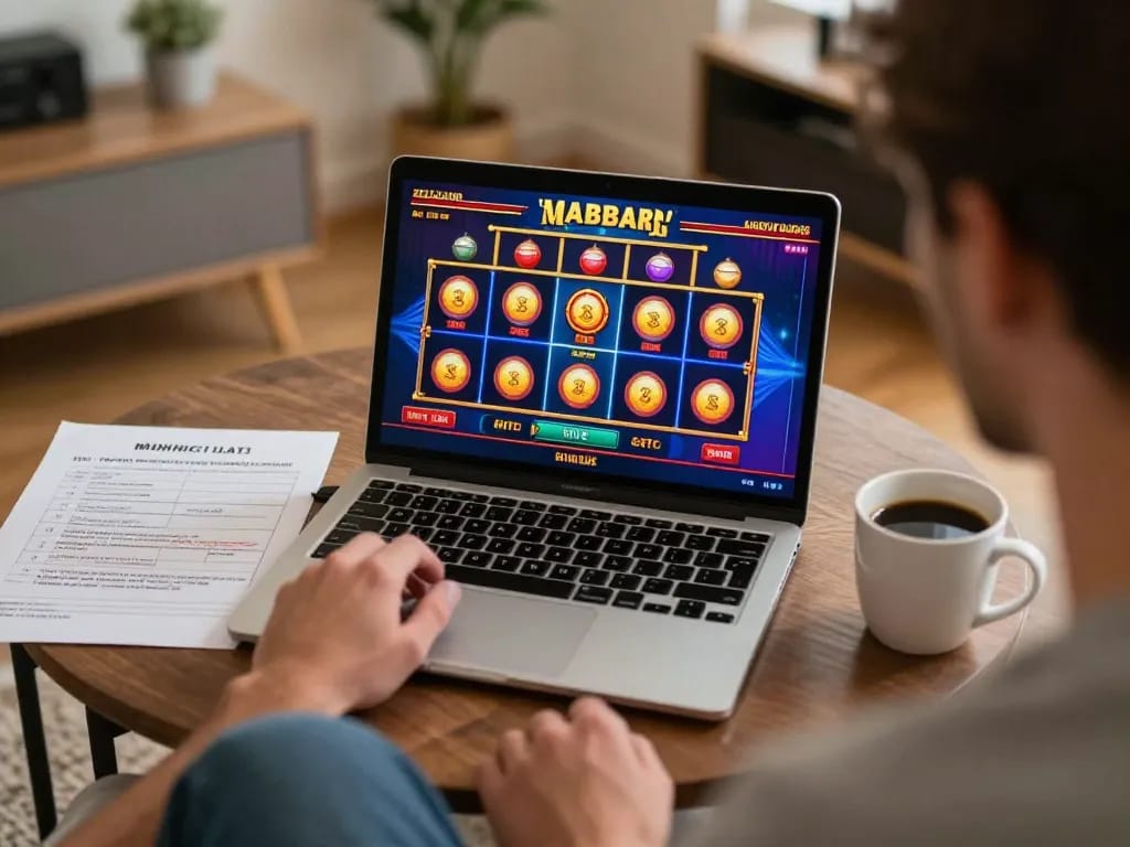 Player engaging in a slot game on 789win while enjoying a cozy home atmosphere.