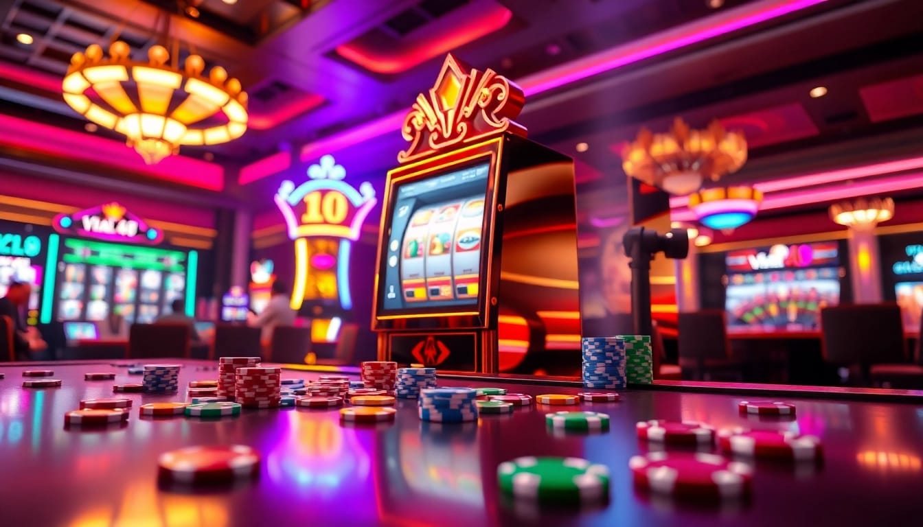Playing at the viral4d slot machine in a luxurious casino setting.