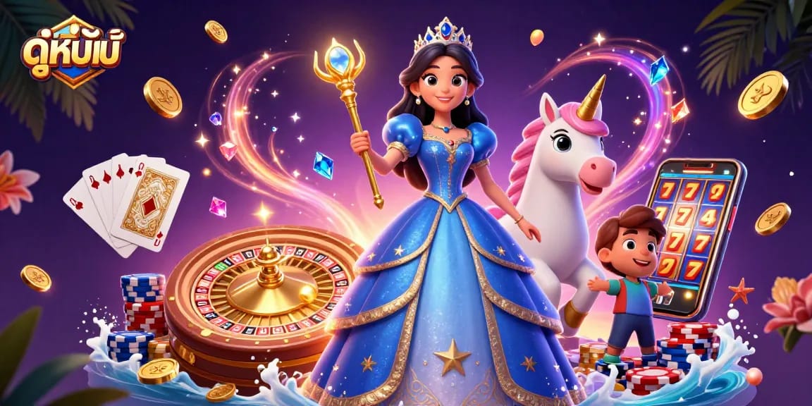 Win big while watching ดูหนังใหม่ with a glamorous scene featuring sparkling casino elements.