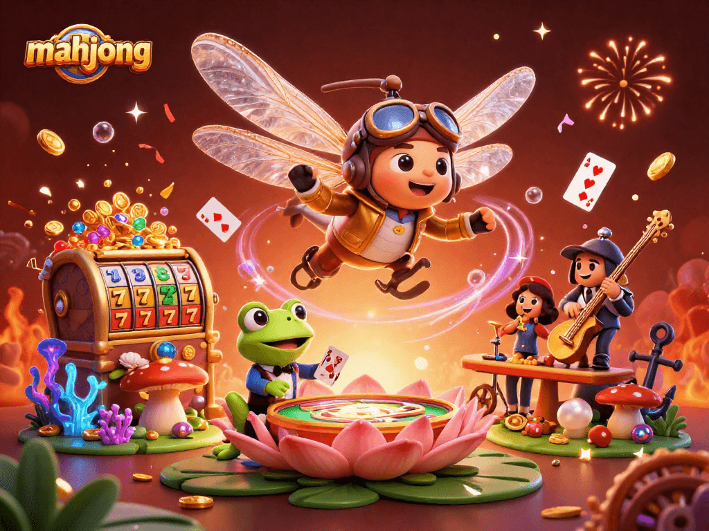 Experience mahjong action with vibrant 3D casino illustration featuring dynamic characters and exciting game elements.