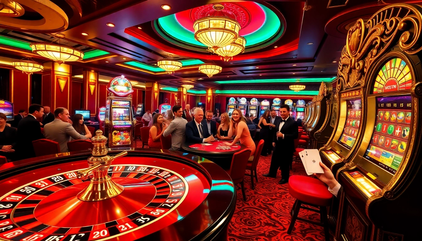 Engaging casino scene illustrating Nezha ได้เงินจริง featuring roulette, players, and colorful chips.