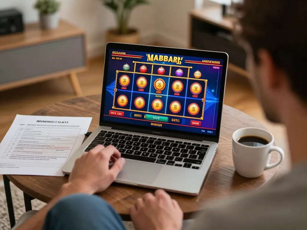 Player engaging in a slot game on 789win while enjoying a cozy home atmosphere.