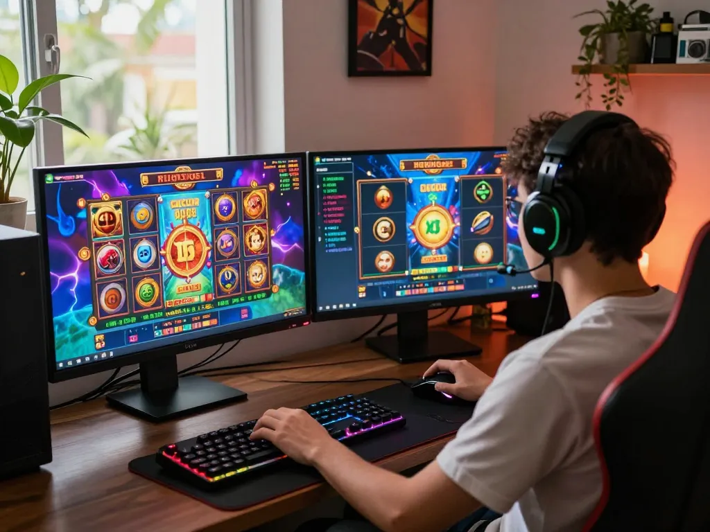 Interactive Rusuntogel online gaming environment highlighting vibrant slot gacor gameplay.