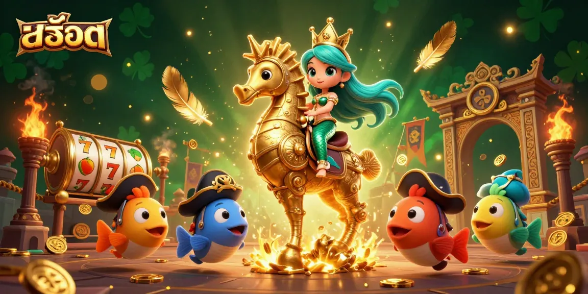 Experience the excitement of สล็อต with a fantastical underwater casino adventure featuring colorful characters and vibrant slot game elements.
