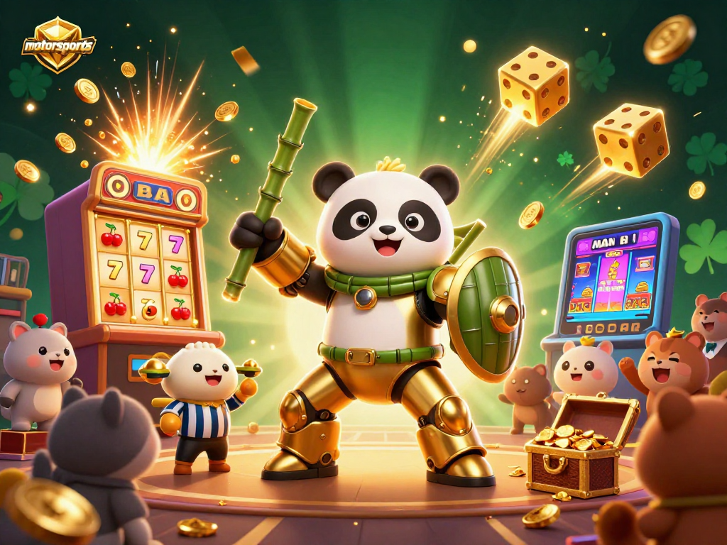 Experience motorsports excitement with a colorful casino illustration boasting dynamic game elements and festive energy.
