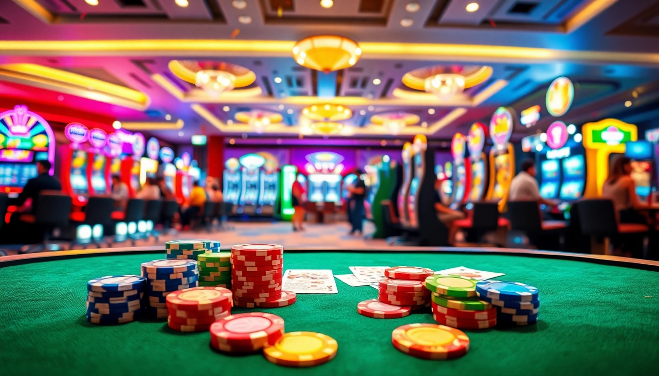 Experience the excitement of free credit online casino singapore with colorful gaming elements in a lively casino.
