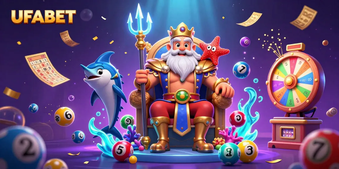 Play exciting games at UFABET with vibrant lottery balls and captivating casino visuals.