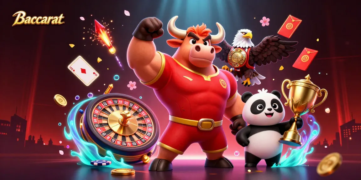 Baccarat players celebrate victory with vibrant casino elements in this dynamic 3D illustration.