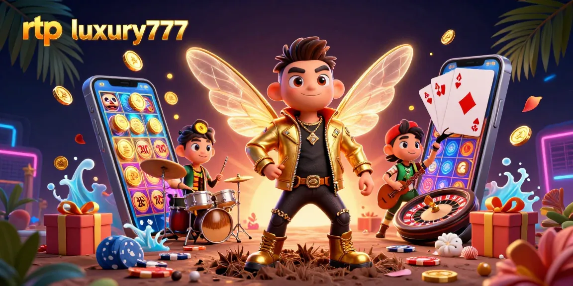Gambarlah rtp luxury777 dengan cicada rock star dan drummer serangga di kasino 3D yang mengesankan.