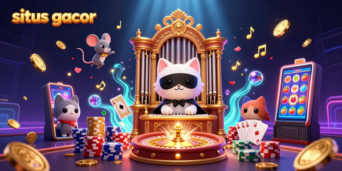 Engage with situs gacor's vibrant gaming scene filled with illuminated slots and animated characters.