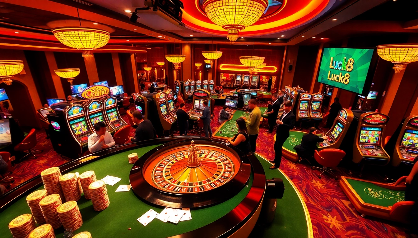 Experience the thrill of gambling at Trang chủ Luck8 with lively casino visuals and engaging gameplay.