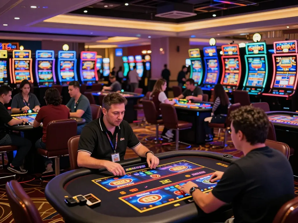GO88 players enjoying an exciting casino atmosphere with engaging games and vibrant lighting.