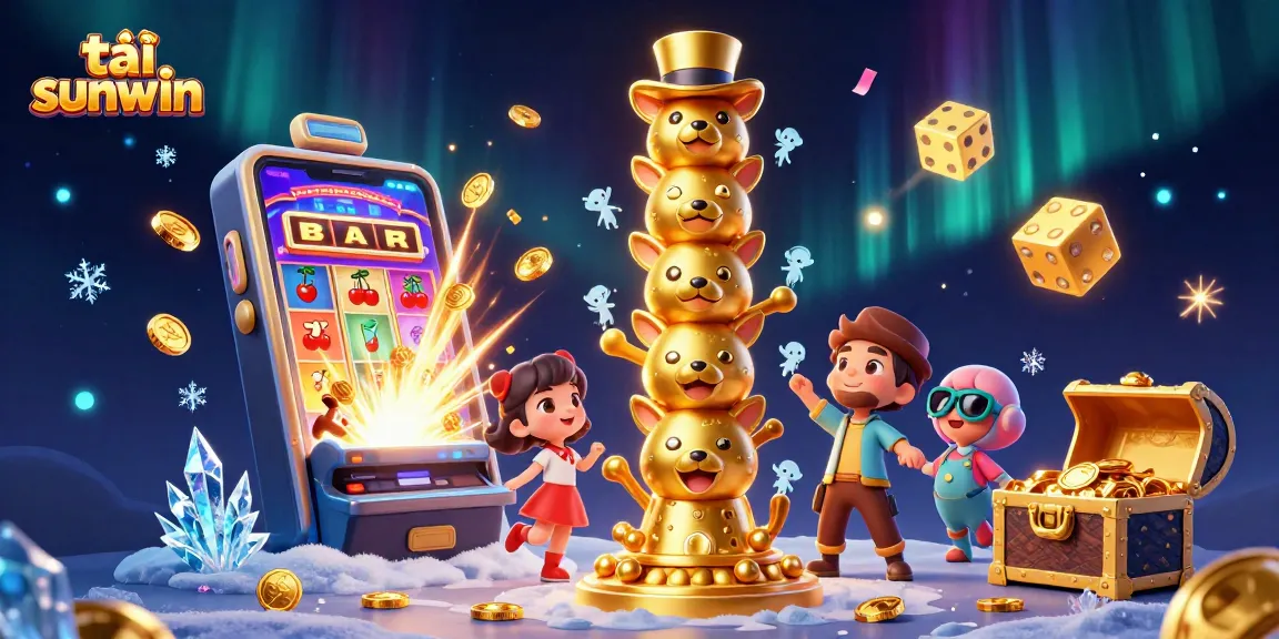 Play exciting games with tải sunwin, showcasing vibrant casino elements and dynamic characters in 3D.