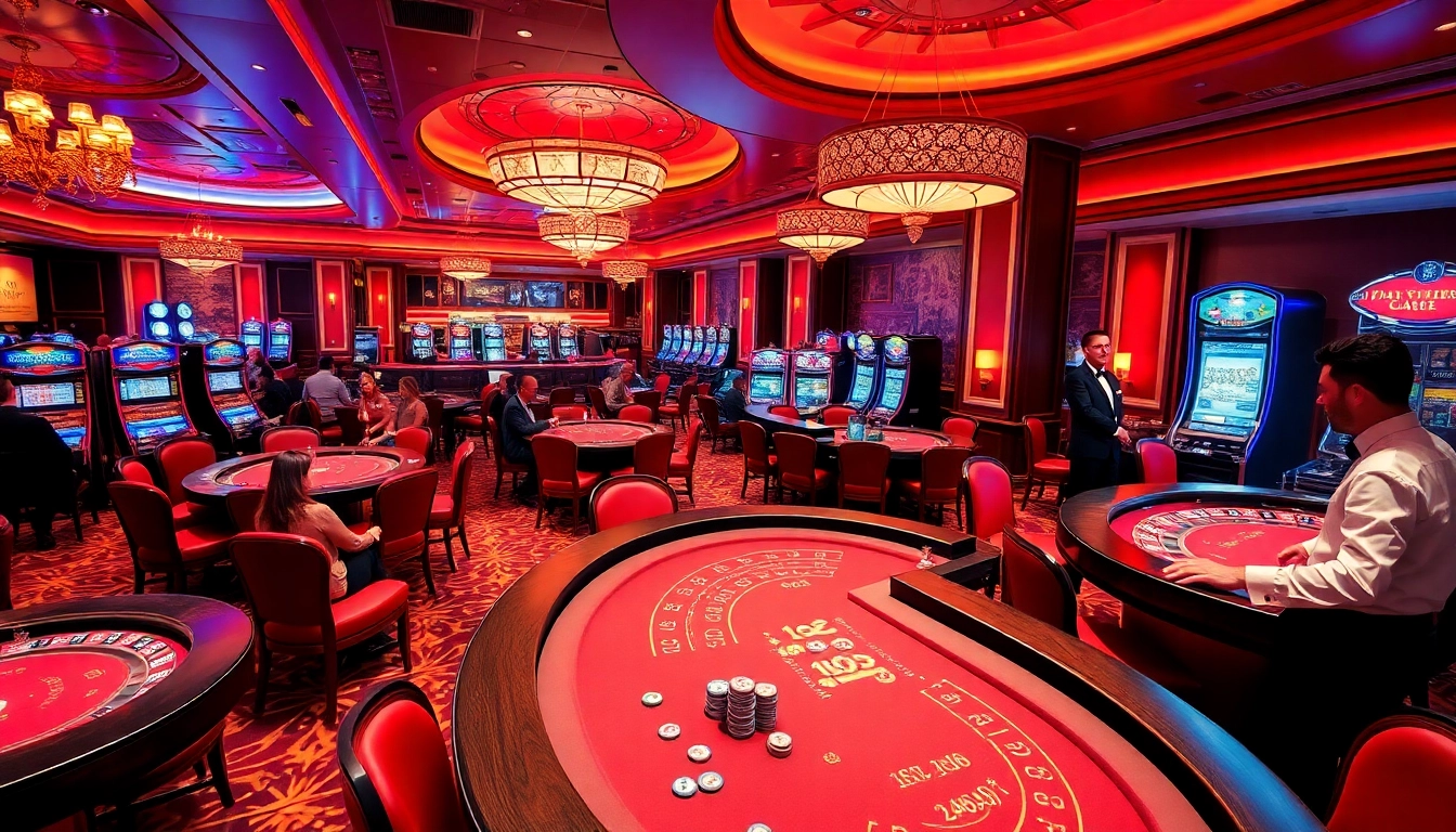 Experience high-stakes gaming at MB66 with exciting casino tables and vibrant decor.