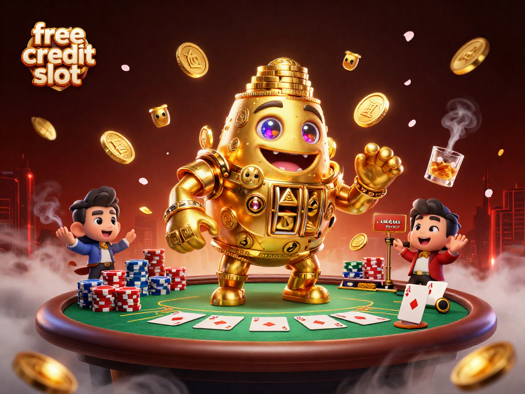 Experience the excitement of a free credit slot at IRONMAN66 with dynamic 3D casino illustrations and vibrant characters.