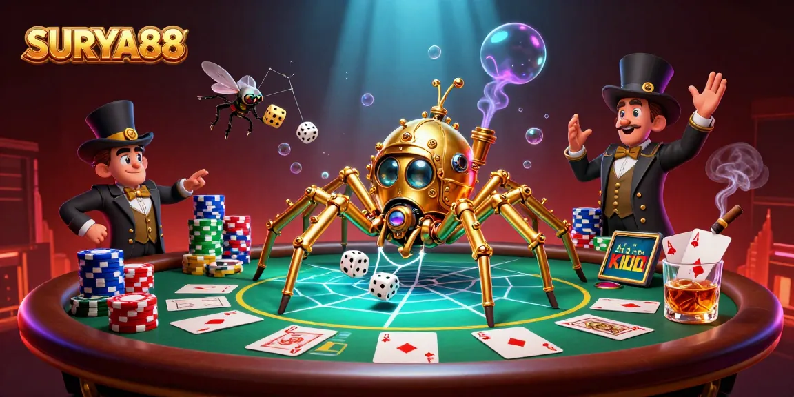 Experience thrilling gameplay at SURYA88 with a lively steampunk poker scene packed with action.