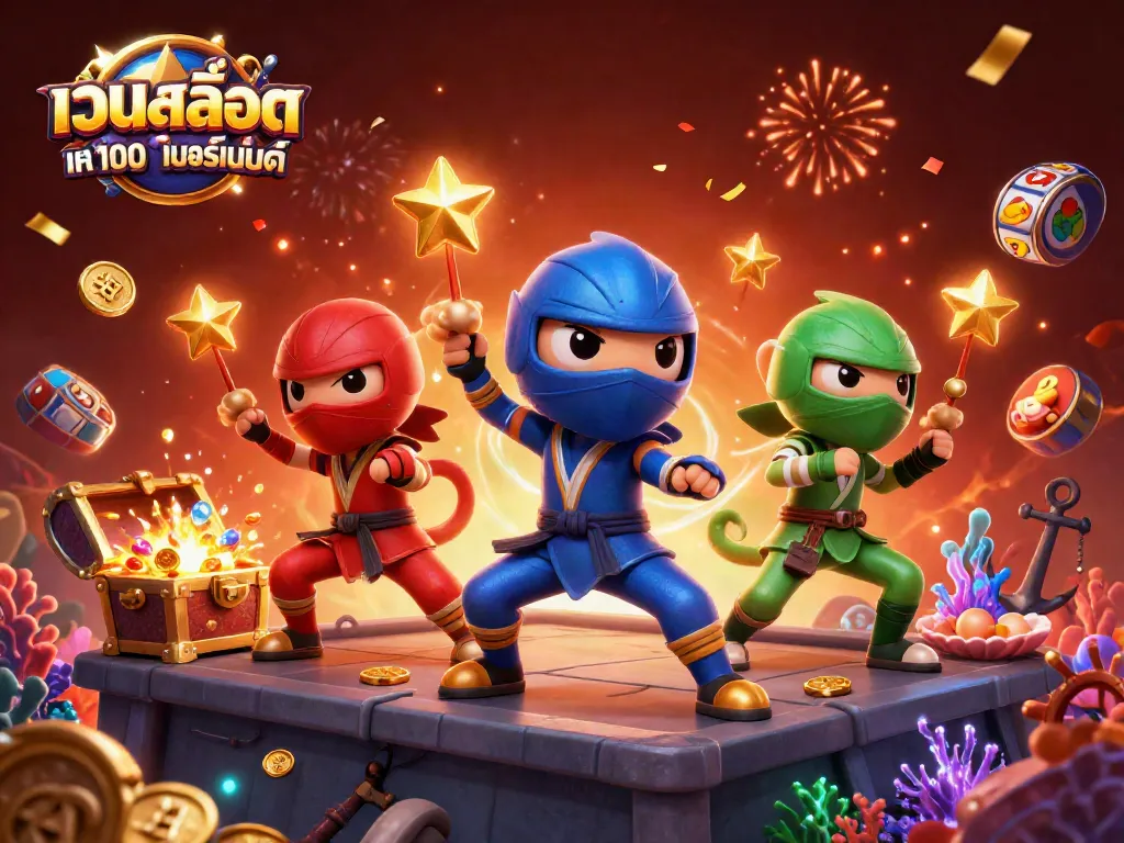 เกมสล็อต เว็บสล็อต แท้ 100 เปอร์เซ็นต์ ร่วมสนุกกับทีมไนจาในภาพประกอบ 3 มิติ