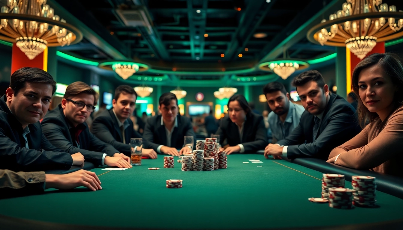 Engaged players in a high-stakes Poker Game at an upscale casino