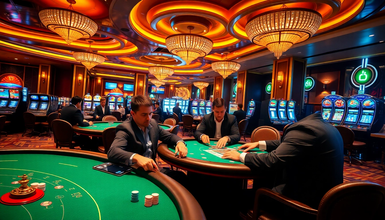 Winning players at a casino poker table, showcasing strategies related to https://l444.art/ and thrilling gaming moments.