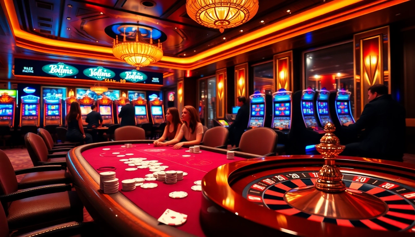 Experience thrilling gaming at Vt88 nhà cái with vibrant casino tables and excited players.