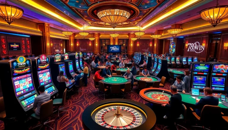Players enjoying roulette and slots while engaging with the 789WIN casino vibe.