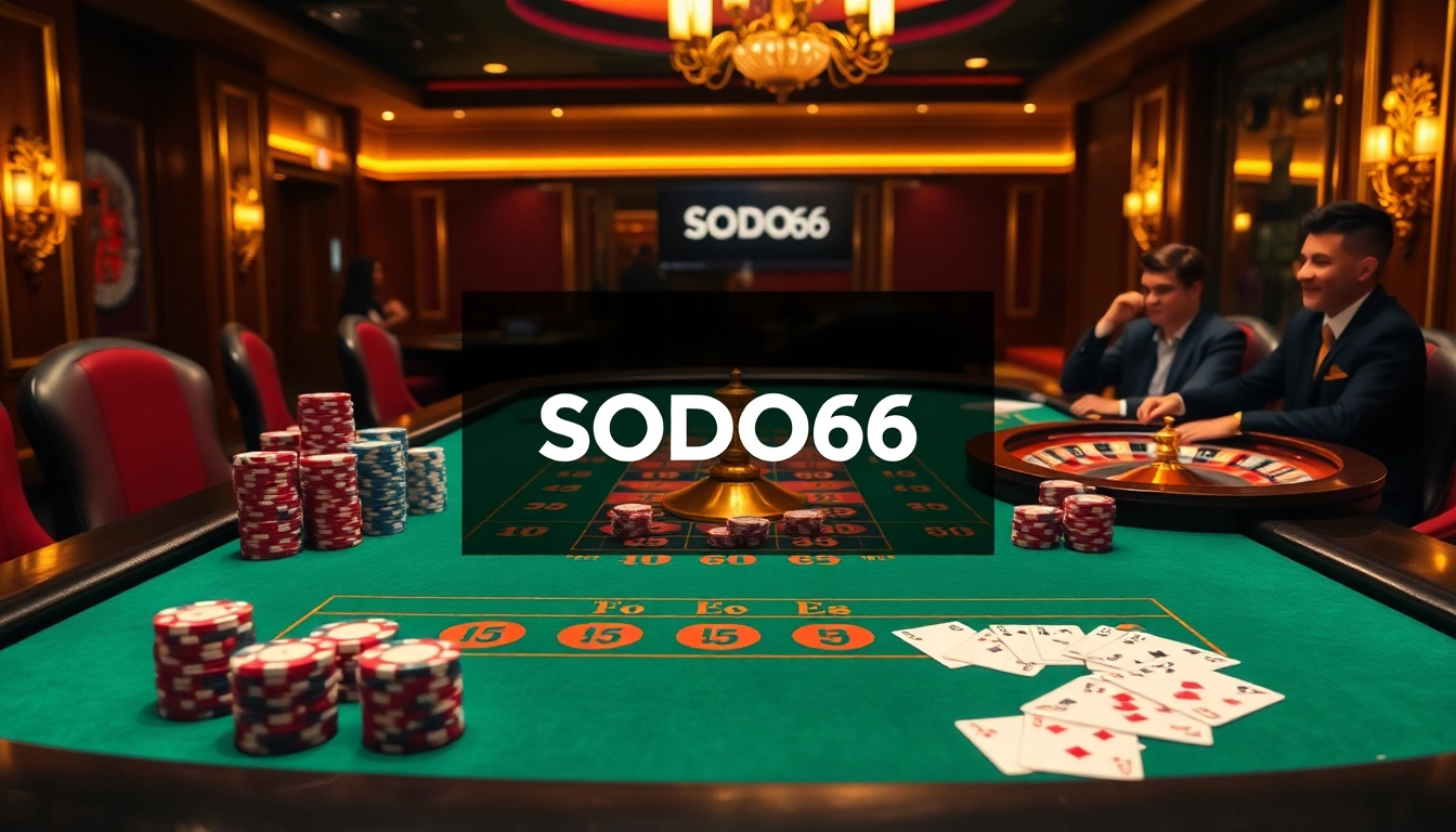 Exciting gameplay at the SODO66 casino with players engaged in poker and roulette.