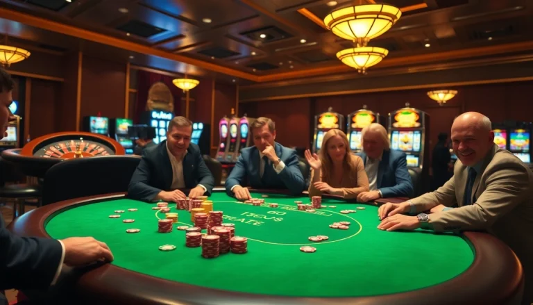 Experience the thrill of a casino with 555 win poker chips and vibrant gaming tables.