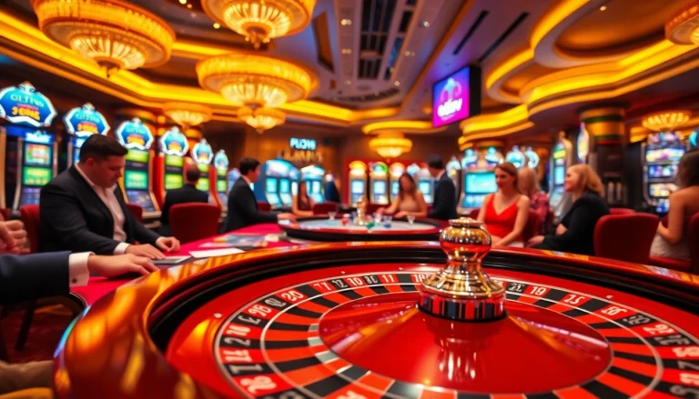 Players enjoying thrilling games at 688v casino with poker chips and roulette wheel.