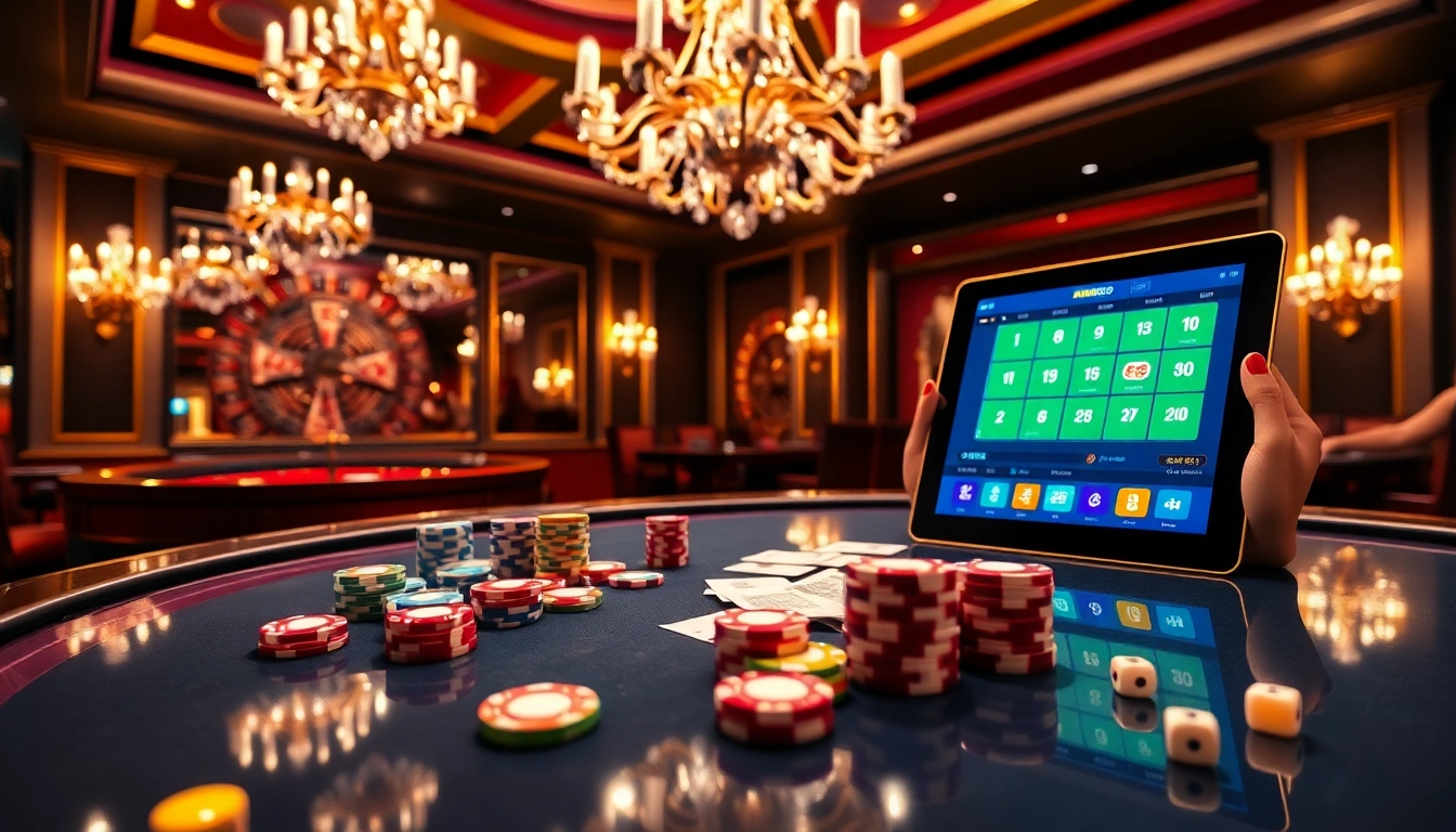 Engaging players at MM88 casino with poker chips and roulette tables, showcasing excitement.